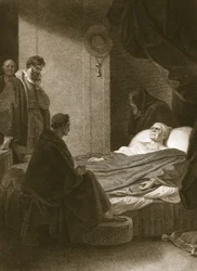 Śmierć kardynała Wolseya, rycina A. Smitha, ilustracja z "Historii Anglii" Davida Hume